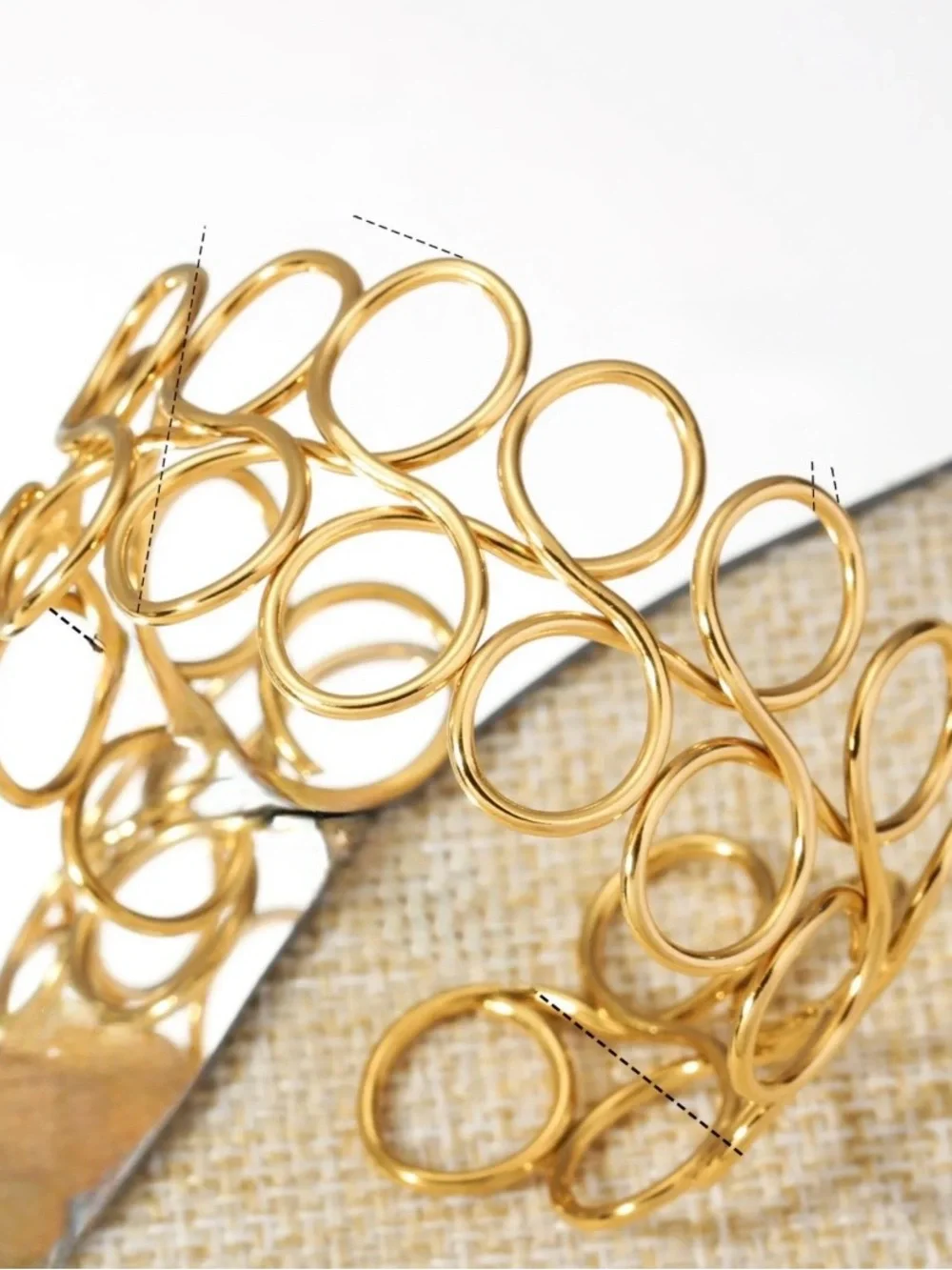 Gold Open Circle Link Bracelet - Women Jewelry Stainless Steel